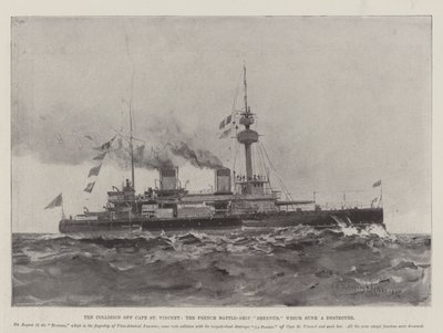 The Collision off Cape St Vincent, the French Battle-Ship Brennus, which sunk a Destroyer by Henry Charles Seppings Wright